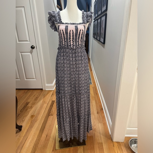 Jessica Simpson Dresses & Skirts - Elegant Pink and Blue Ruffle Maxi Dress